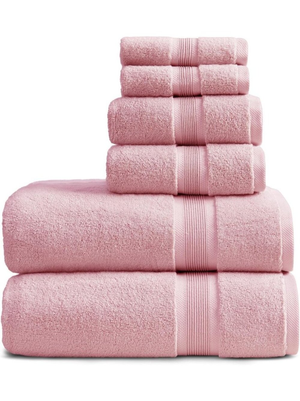 Soft Luxury Bamboo Rayon Bath Towel Set | 6-Piece Pink Towels for Spa & Home